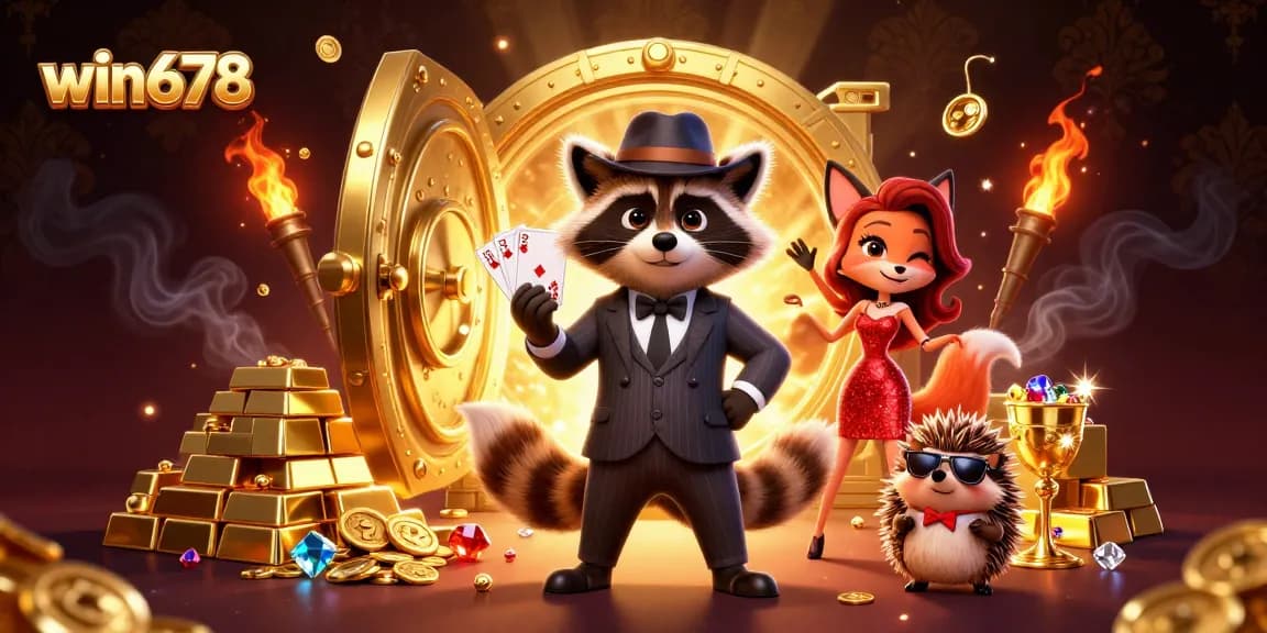Spin and win big with win678 in this dynamic casino scene full of treasures.