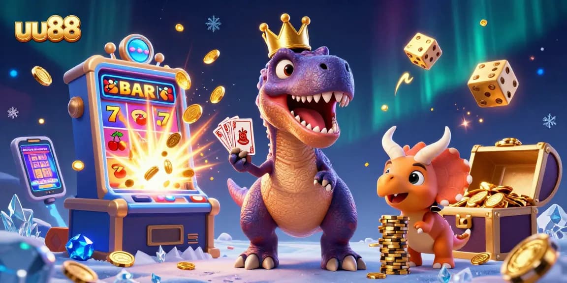 uu88 players enjoy thrilling card games with friendly characters and exciting jackpots in a vibrant casino scene.