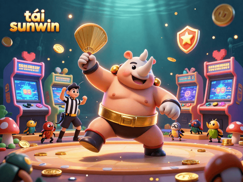 Watch the exciting action of tải sunwin as a rhinoceros beetle sumo champion sends coins flying in this vibrant scene.