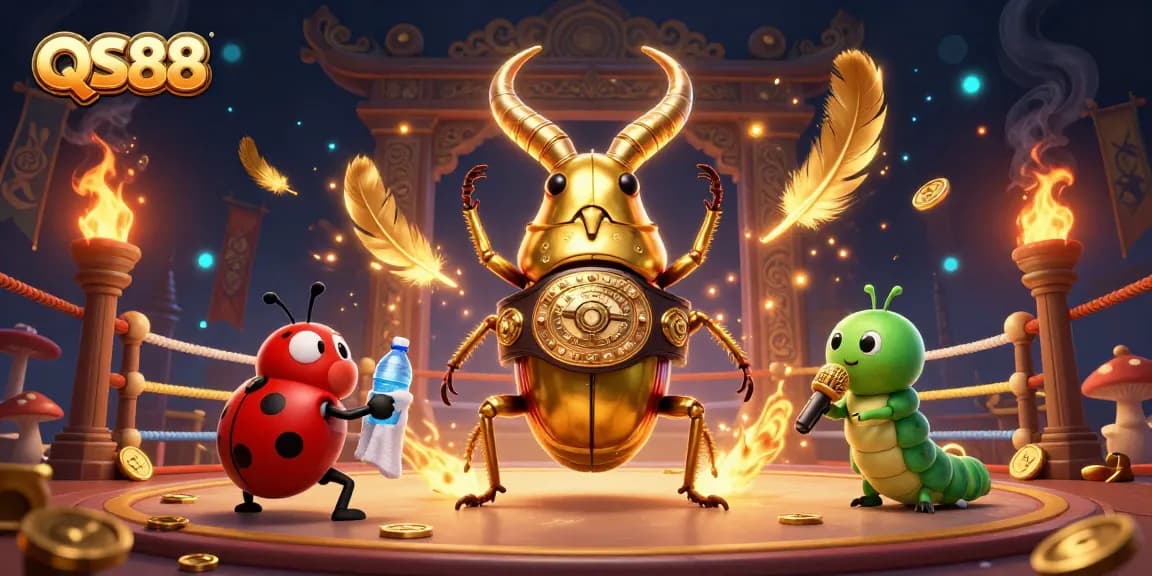 Engage with casino excitement at QS88 with colorful characters and gaming elements in a dynamic scene.