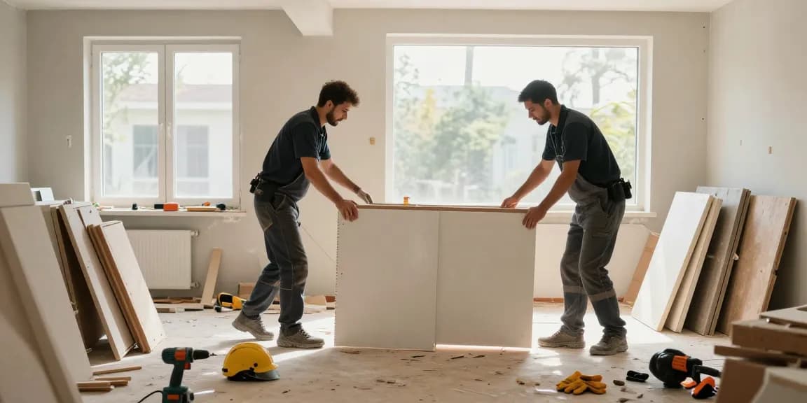 Effiziente Demontagearbeiten in einem Wohnhaus mit professionellen Arbeitskräften.