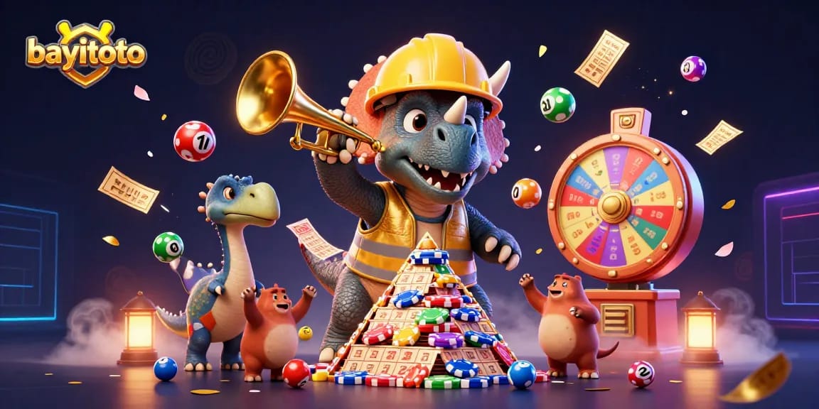 Watch bayitoto’s exciting online gaming scene filled with vibrant lottery balls and casino elements.