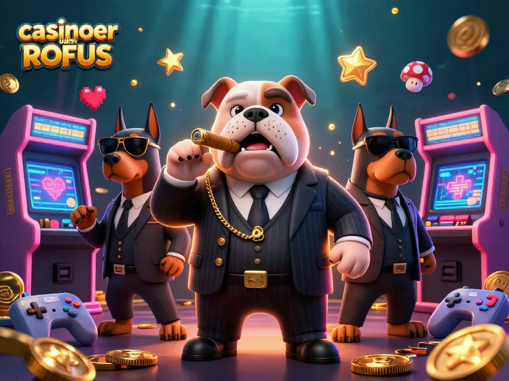 Engage in exciting gameplay at casinoer uden ROFUS with a mafia boss bulldog and guards.