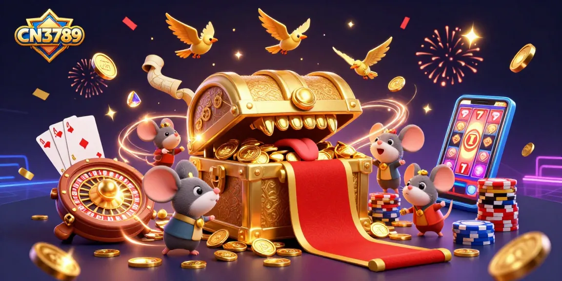 Spin and win with CN3789, a vibrant casino treasure scene bursting with coins and jackpots.