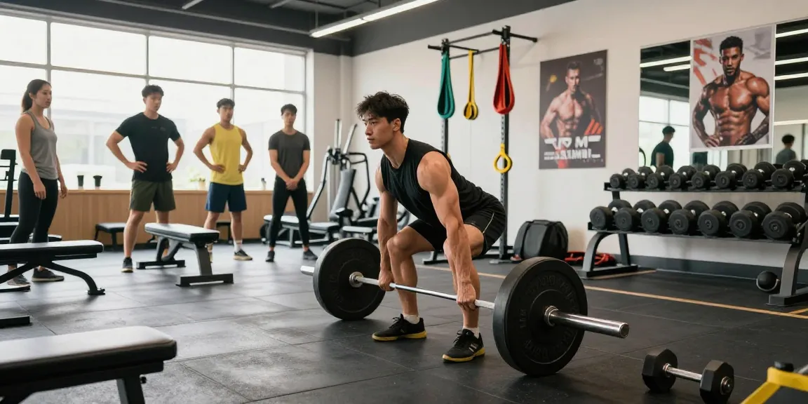 Bodybuilder lifting weights in a gym showcasing Anabolika Shop products for muscle growth.