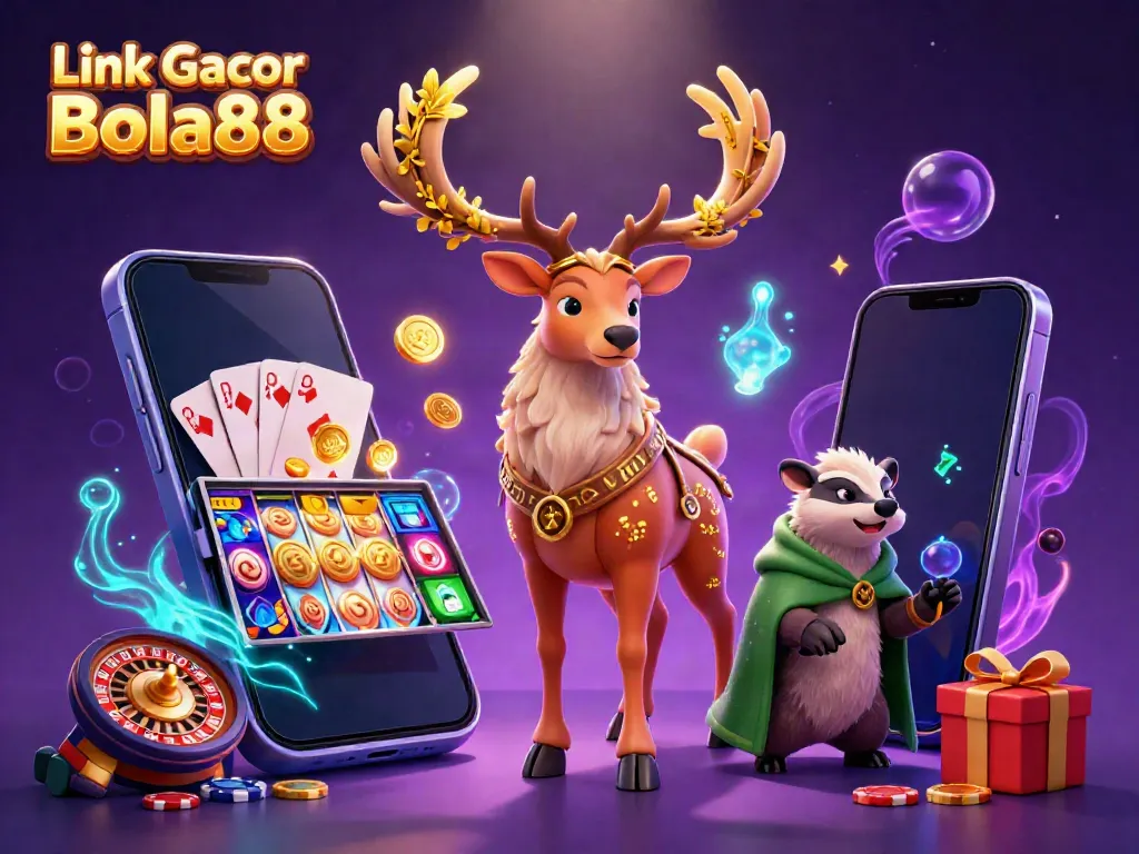 Experience thrilling wins with Link Gacor Bola88, showcasing vibrant slots and epic gaming elements.