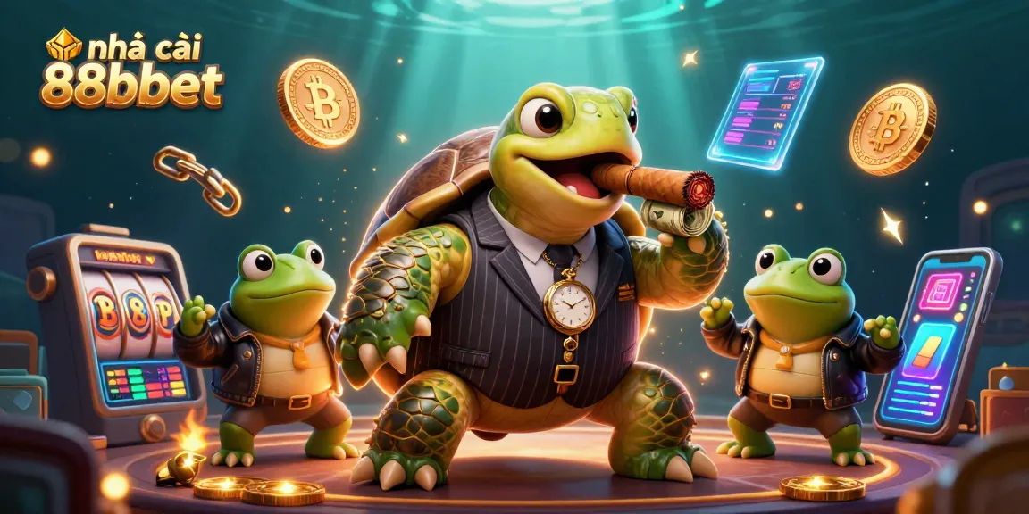 Engage with nhà cái 88bbet while enjoying a thrilling casino scene featuring a snapping turtle and bullfrog enforcers.
