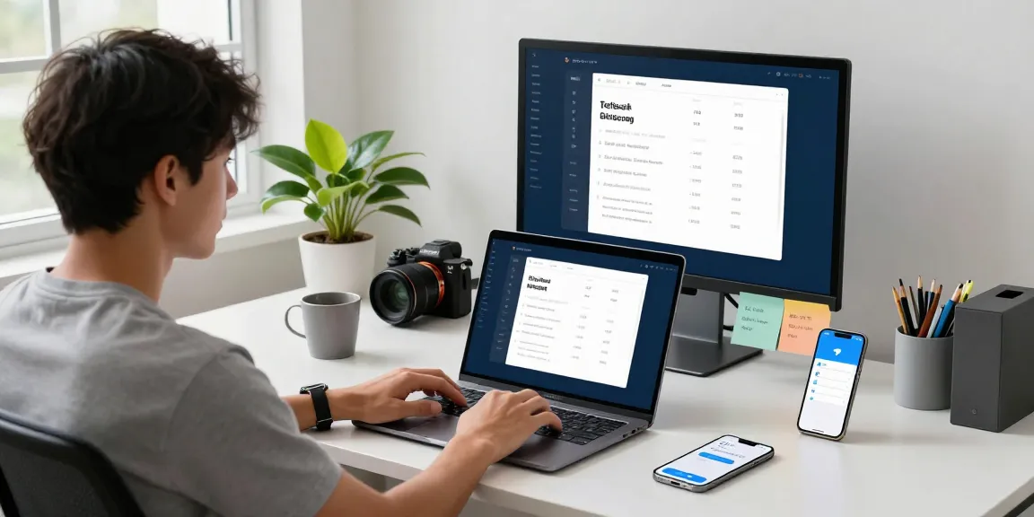 Configuring Telegram Chinese settings on a modern tech workspace with a laptop and smartphone showcasing the app.