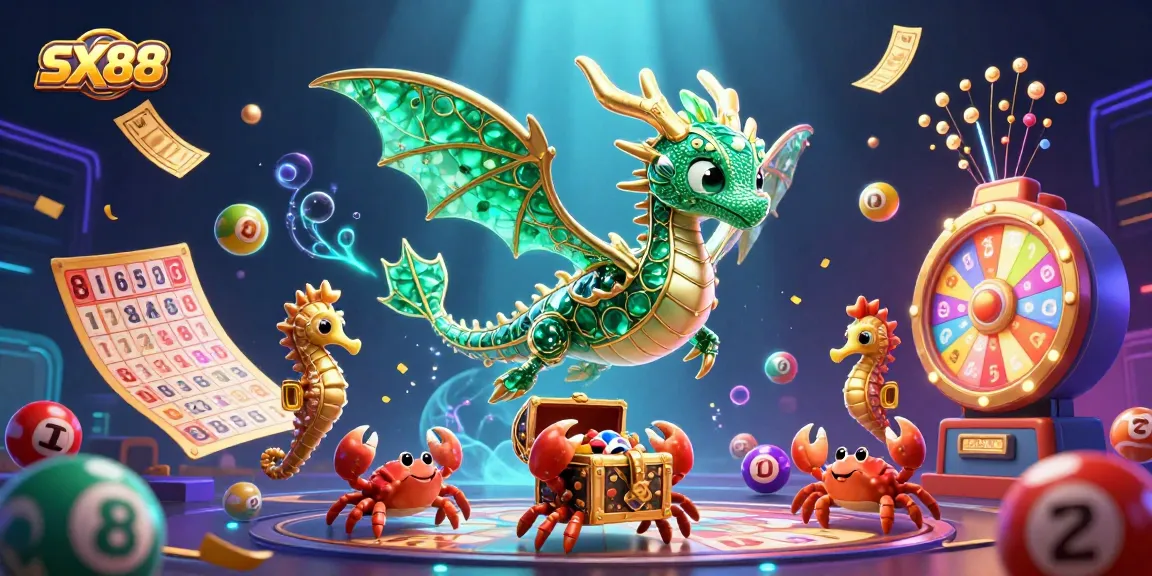Experience exciting games at SX88 with colorful lottery elements and dynamic treasures in an engaging scene.