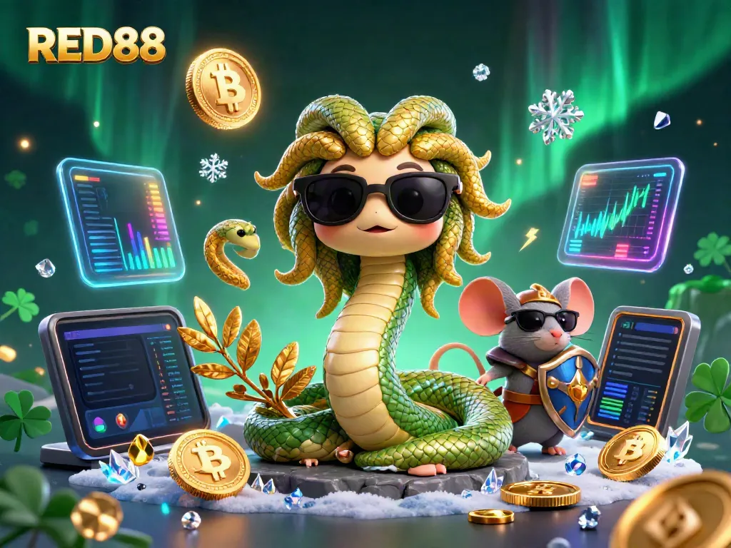 Engage with RED88's thrilling games supported by a vibrant 3D illustration of characters in a captivating casino scene.