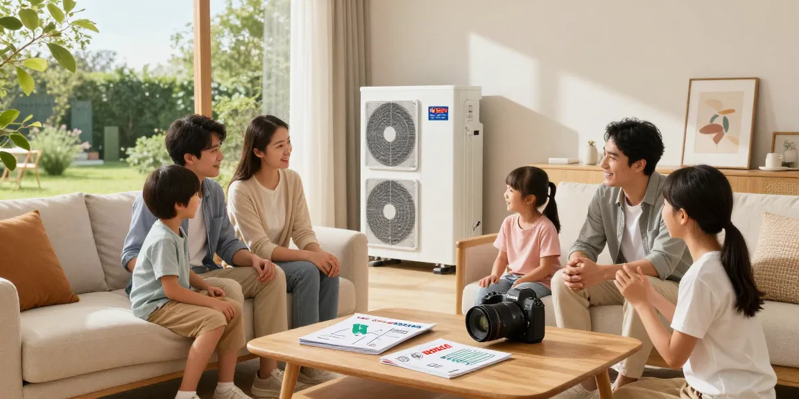 Cozy living room with wärmepumpe bosch installation demonstrating energy efficiency and family comfort.