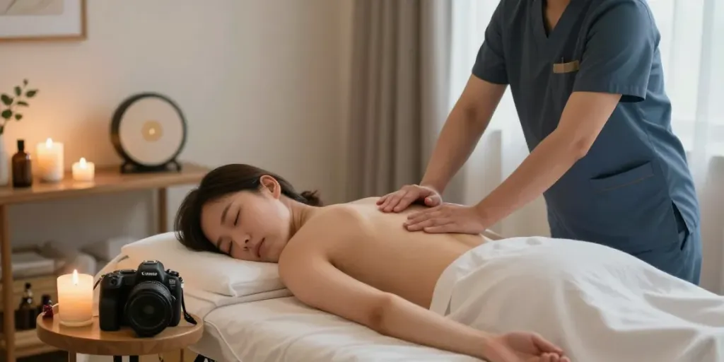 양천구출장마사지 service in a tranquil home environment with soothing elements.