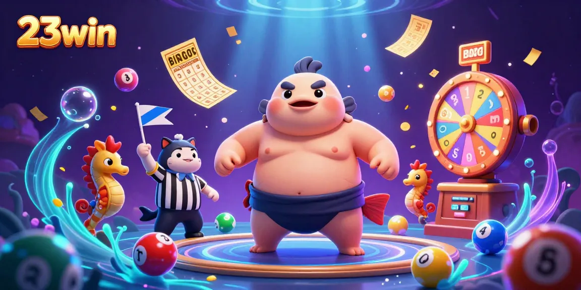 Engage in 23win gaming action with a dynamic underwater lottery scene featuring lively characters and vibrant game elements.