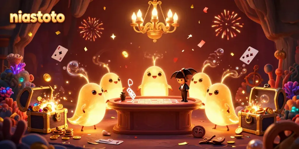 Tim glowworm yang menciptakan kasino gua cerah dengan ekor emas, menampilkan niastoto.