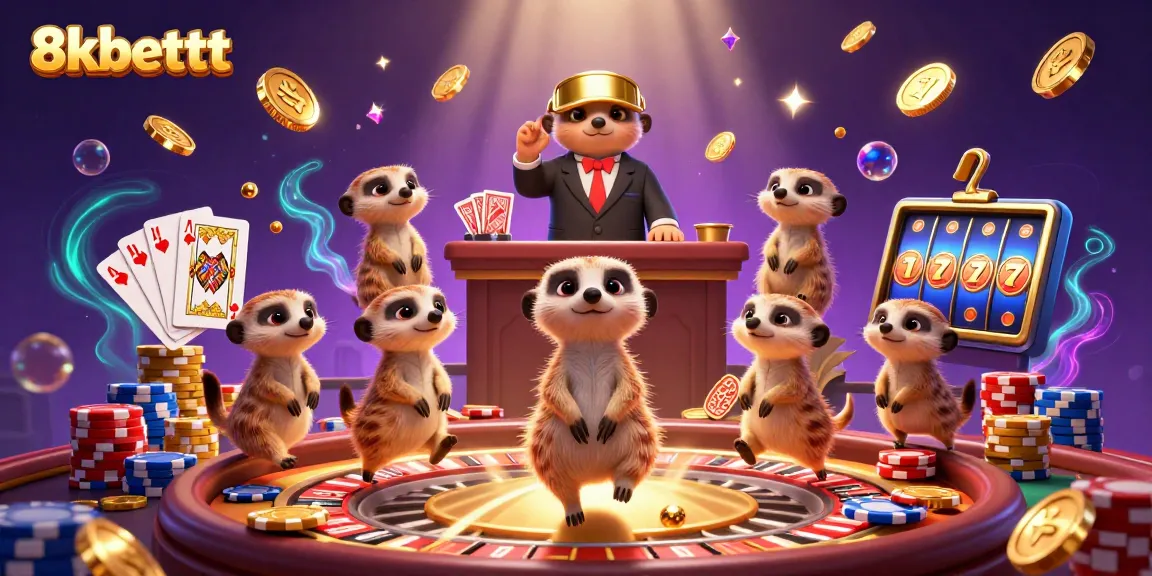 Experience thrilling gameplay with the 8xbetttt meerkat casino illustration showcasing joy and excitement.