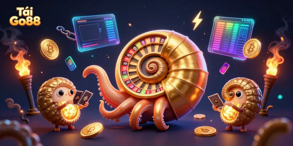 Play and win with Tải Go88 in this vibrant 3D casino-themed digital art.