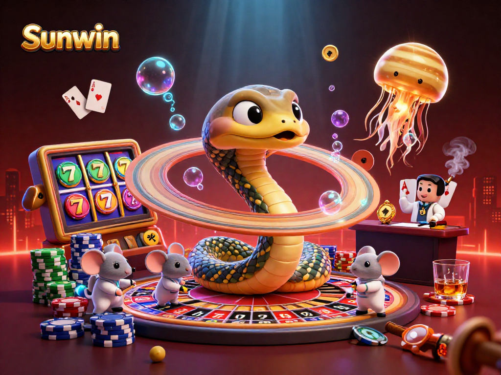 Experience the thrill of Sunwin as astronauts bet on cosmic roulette with vibrant slot elements.