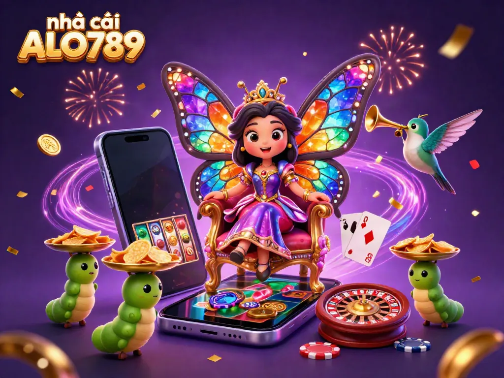 Engage with the thrilling world of nhà cái ALO789 featuring dynamic casino elements and colorful scenes.