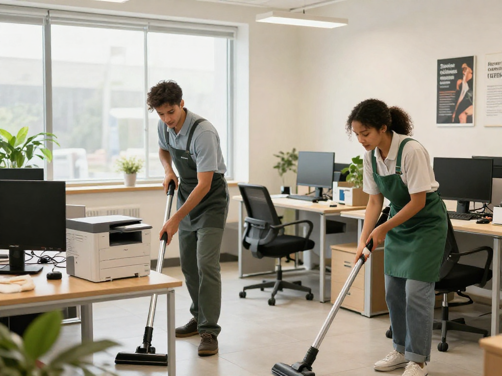 Büroreinigung Göttingen mit professionellen Reinigungskräften in einem modernen Büro, die für saubere Arbeitsplätze sorgen.