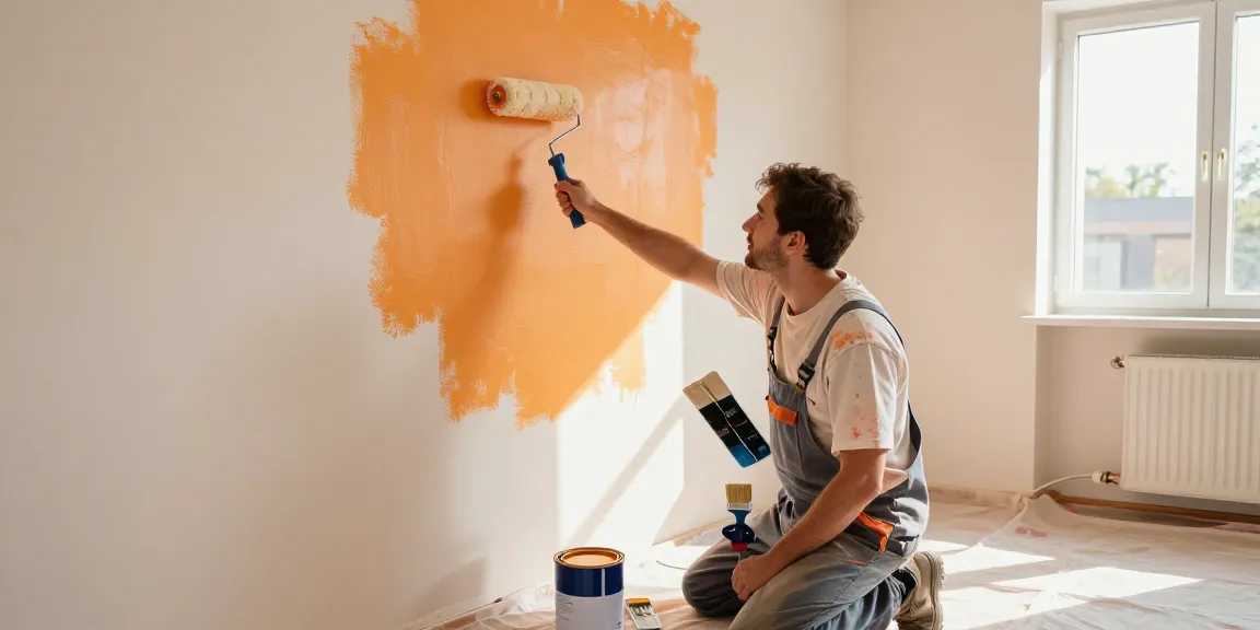 Malerarbeiten Heidelberg - Ein Maler in Heidelberg streicht eine Wand in hellen Farben.