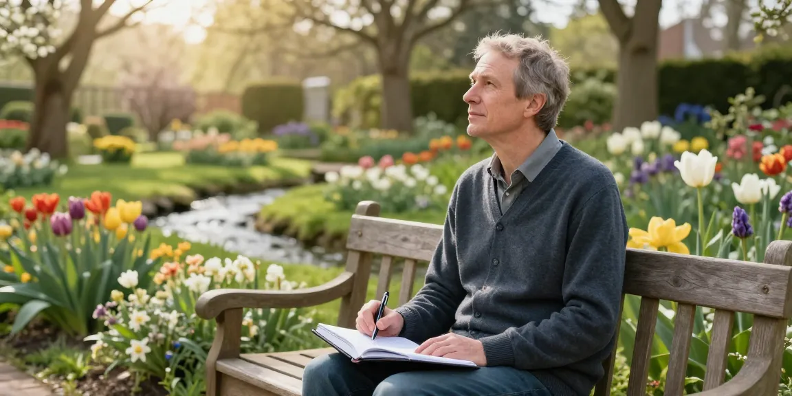 Heino Ferch reflecting on his cancer journey in a tranquil garden, symbolizing hope and resilience through his krebserkrankung.