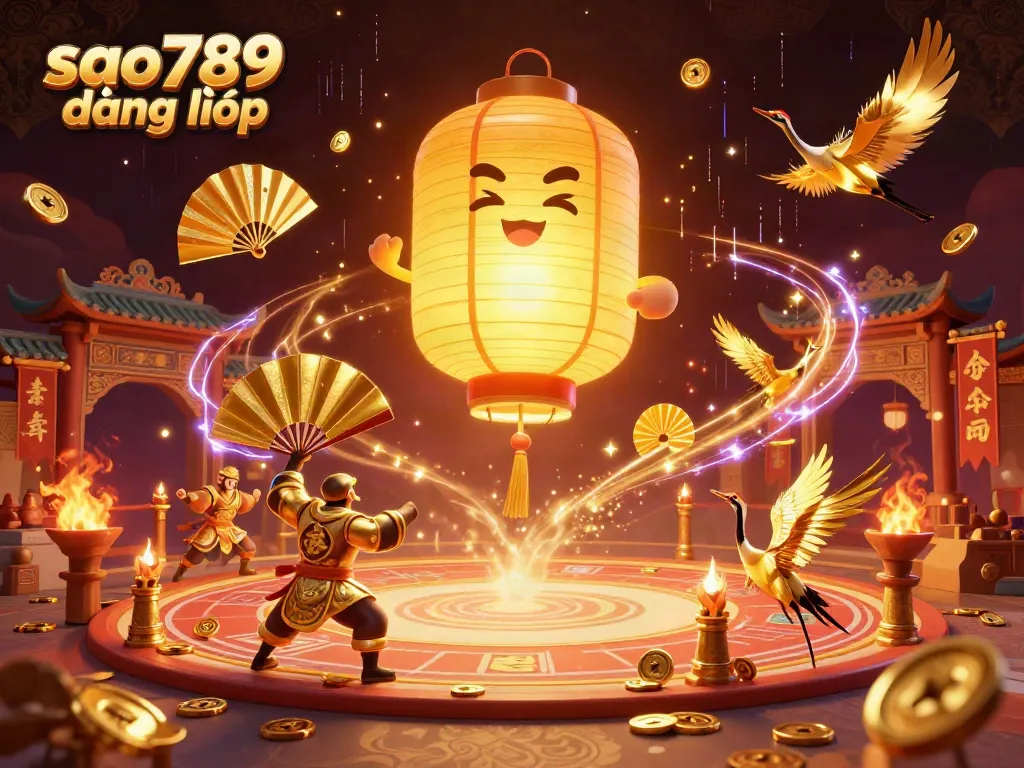 Sao789 đăng nhập offers immersive casino experiences with vibrant characters, gold coins, and lucky symbols.