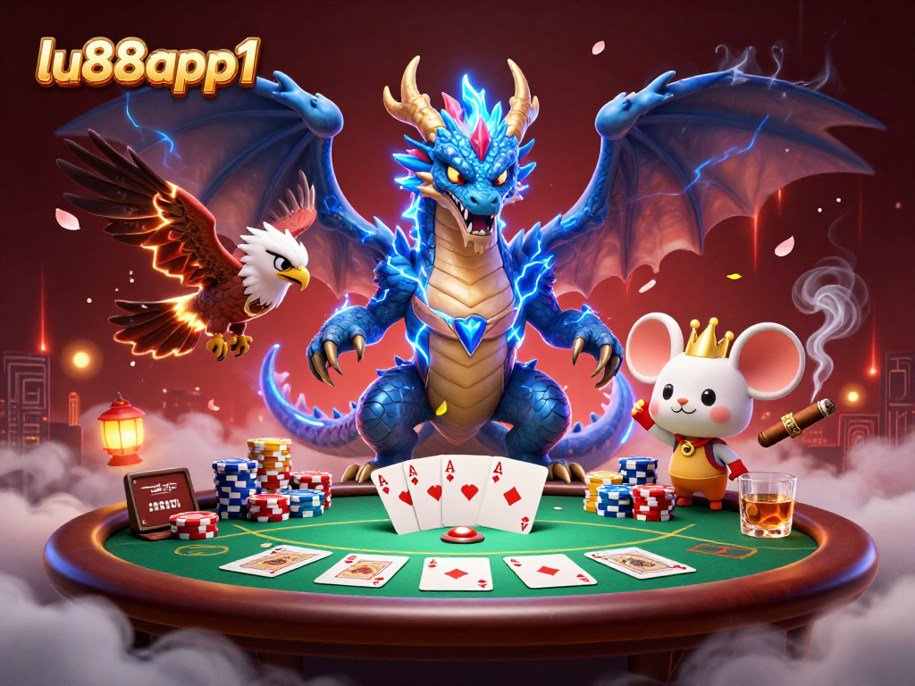 Experience thrilling poker action with lu88app1's vibrant characters and rich casino elements.