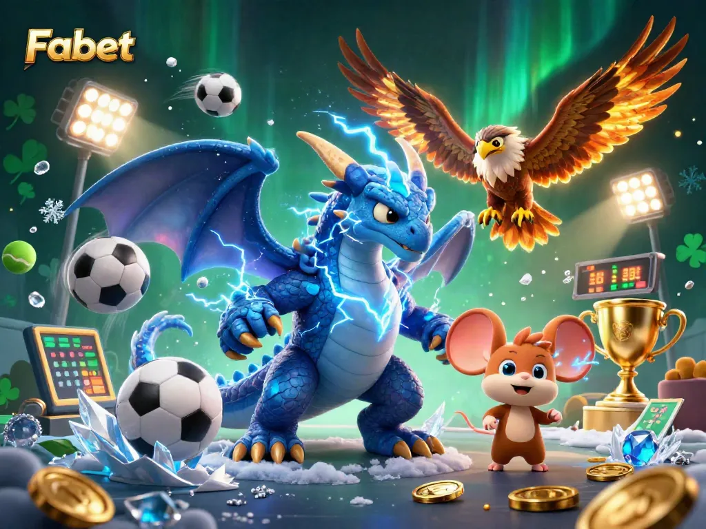 Place bets with Fabet's exciting casino experience featuring dynamic sports elements and vibrant characters.