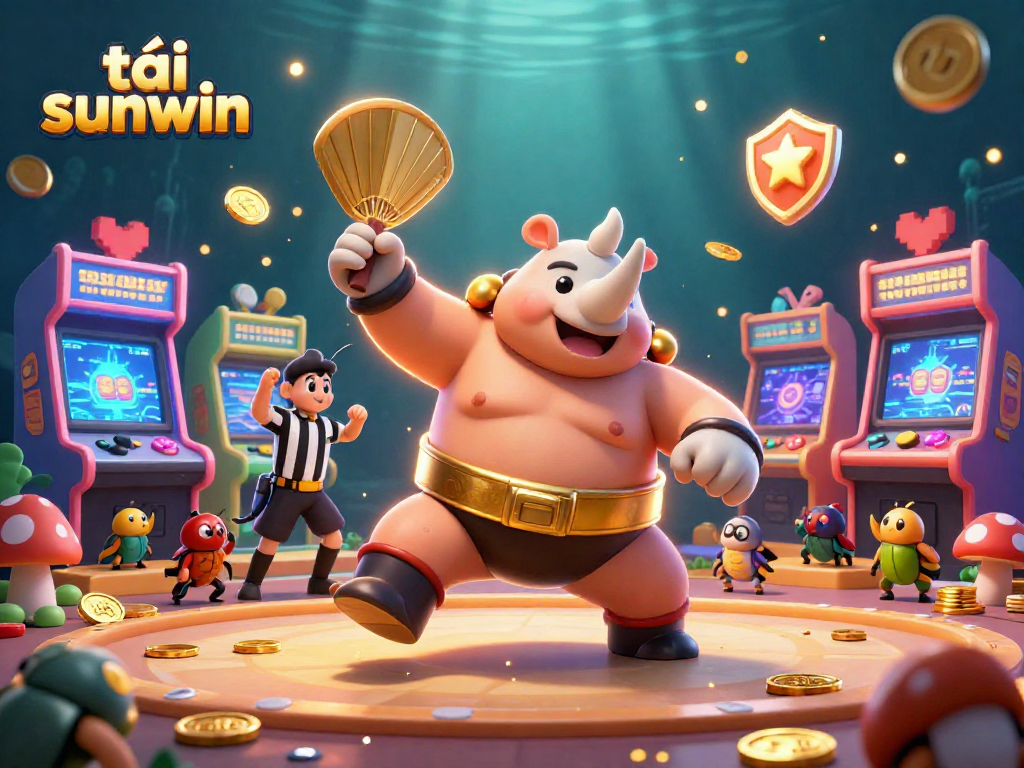 Watch the exciting action of tải sunwin as a rhinoceros beetle sumo champion sends coins flying in this vibrant scene.