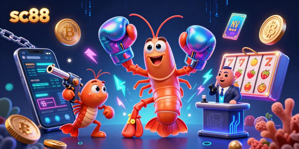 Win big at sc88 with a vibrant 3D casino scene featuring lively shrimp characters!