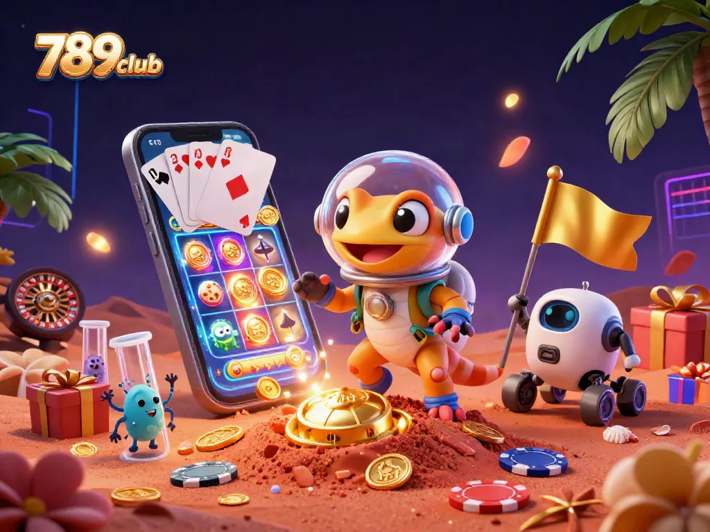 Engage with 789club's vibrant Martian casino adventure featuring a golden casino discovery.
