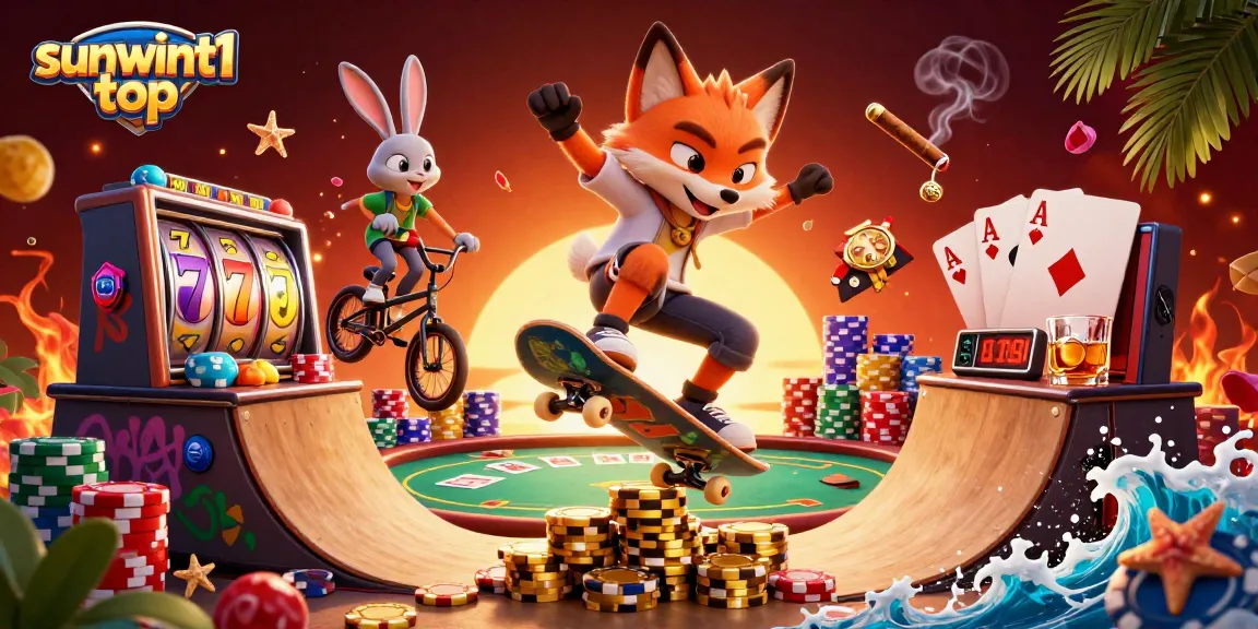 Experience thrilling wins at sunwint1 top as playful characters bring slot games to life in an engaging 3D illustration.