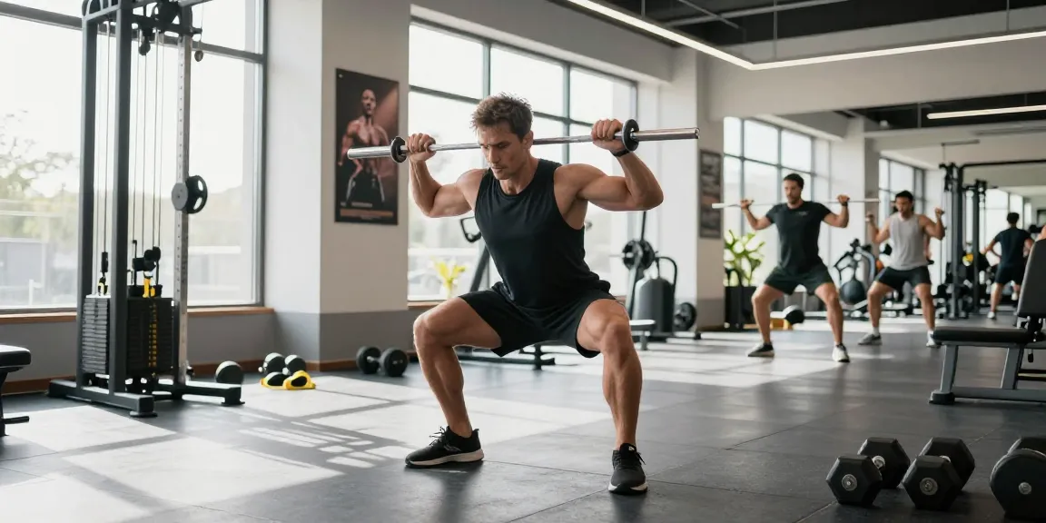 Selliza Shop: Sportler trainiert intensiv im Fitnessstudio mit Gewichten.