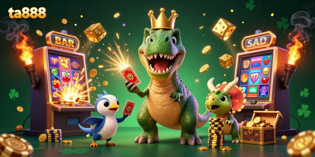 Experience the excitement of ta888 with dynamic characters and vibrant casino elements in a thrilling scene.