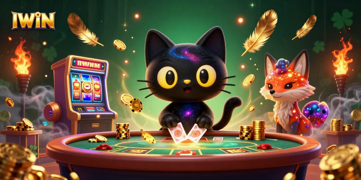 Spin the IWIN slot reels with energetic characters in a vibrant cosmic casino scene.