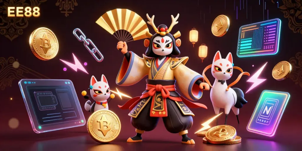 Experience the electrifying gambling action at EE88 with vibrant characters and dynamic elements.