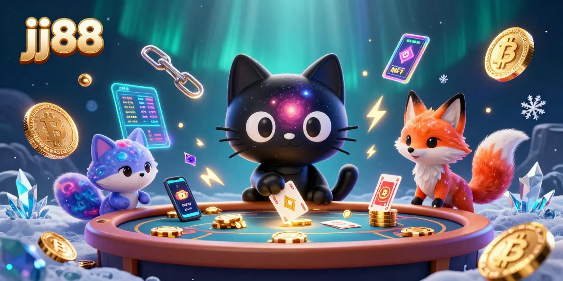 Engage with the jj88 cosmic casino adventure featuring a black hole cat pulling in chips!