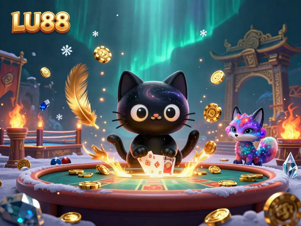 Win big with LU88 at the cosmic casino table, surrounded by captivating game elements.