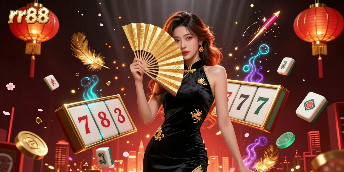 Engage with rr88's vibrant illustration of gambling excitement featuring stunning visuals and dynamic game elements.