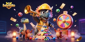 Watch bayitoto’s exciting online gaming scene filled with vibrant lottery balls and casino elements.
