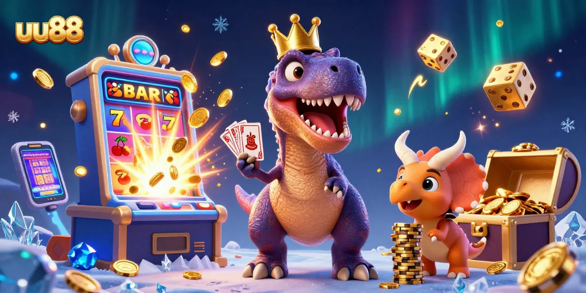 uu88 players enjoy thrilling card games with friendly characters and exciting jackpots in a vibrant casino scene.