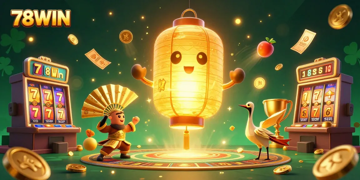 Engage with 78WIN's vibrant casino experience featuring golden lantern spirit and exciting slot game elements.