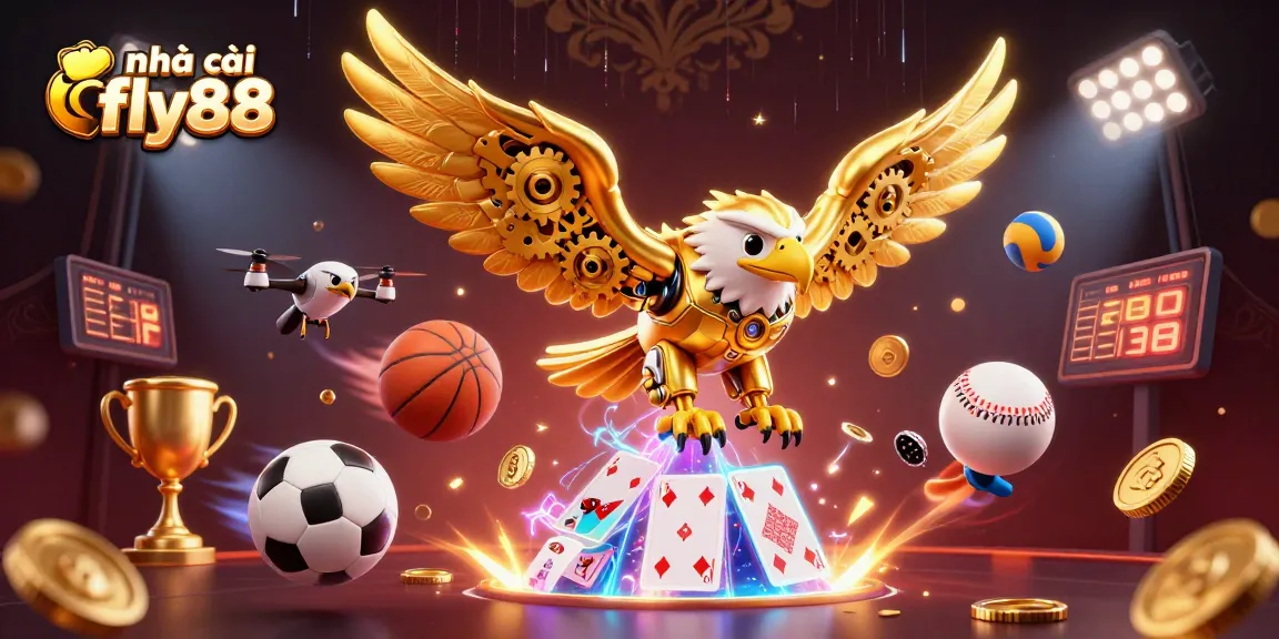 Experience the excitement at nhà cái fly88 with dynamic casino elements and vibrant colors in this ultra-detailed illustration.