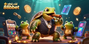 Engage with nhà cái 88bbet while enjoying a thrilling casino scene featuring a snapping turtle and bullfrog enforcers.