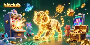 Experience the hitclub thrill with a golden tiger in a dynamic casino scene
